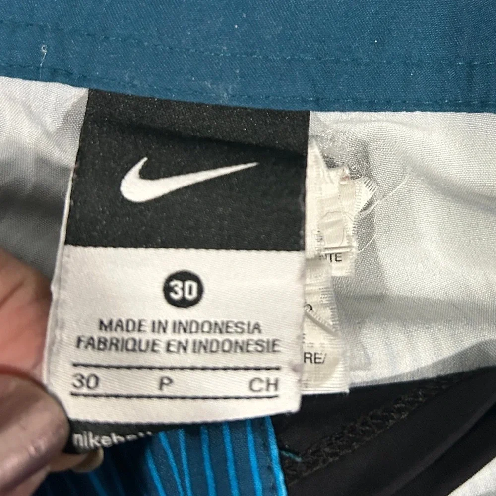 Nike Mens Swim Trunks Board Shorts Blue Stripe Drawstring Size 30‎ Swoosh